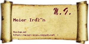 Meier Irén névjegykártya